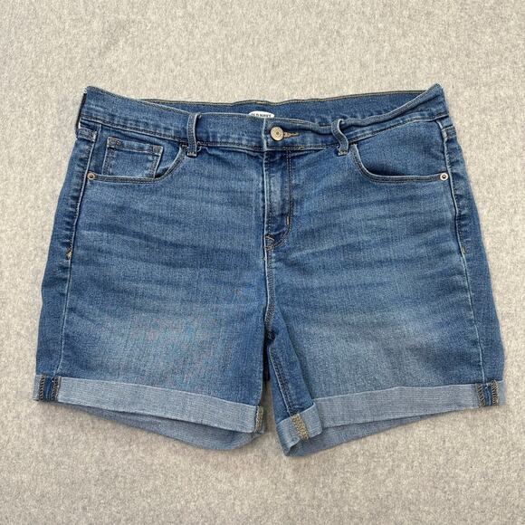 Old Navy Jeans Short WMNS 12 Slim Mid-Rise Bambu Cuffed Medium Wash Denim Blue - Picture 1 of 11